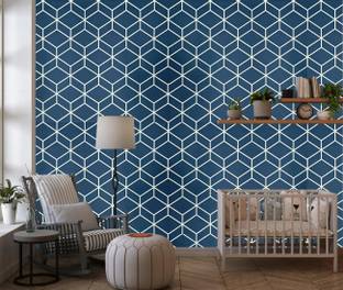 FOKRIM Vinyl Decorative Blue Wallpaper