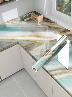 Onbet 200 cm Self Adhesive Glossy Marble Foil Waterproof Sticker For Kitchen And Home Self Adhesive Sticker