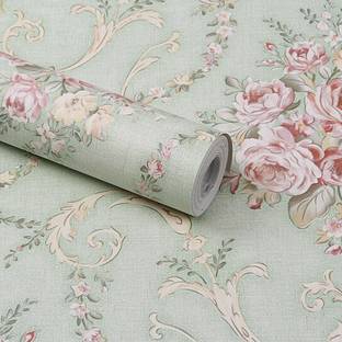 Skywall 1000 cm 48 Sq. Feet DIY Self Adhesive Wallpaper with Floral Pink Rose for Home Decor(Multicolor) Self Adhesive Sticker