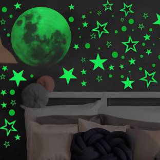 ThePrintlink 30 inch Glowing Sticker of Half moon and Star Pack of 150 Self Adhesive Sticker