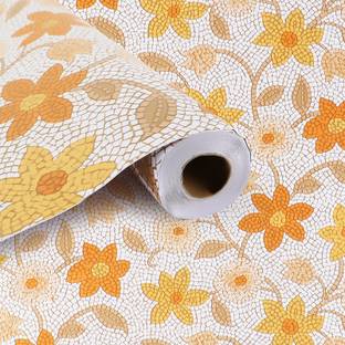 Castle Decor Vinyl Floral & Botanical Orange Wallpaper