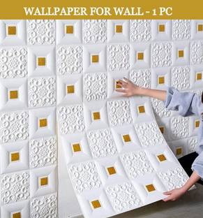 metreno Decorative Gold, White Wallpaper