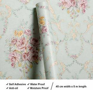 FOKRIM Vinyl Decorative Green Wallpaper