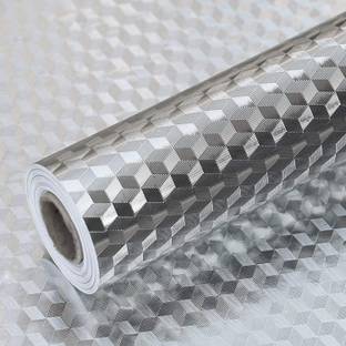 LAAYO 200 cm Aluminium Foil Roll For Kitchen, Drawer (Silver) (60 x 200 CM) Self Adhesive Sticker
