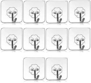KYASO Pack of 10 New ABS Hook Towel Hanger for Kitchen/Bathroom/Utensil PINX10.770 Transparent Towel Holder
