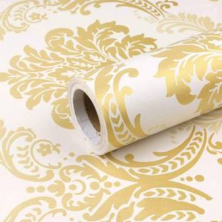LAAYO Abstract Gold, White Wallpaper