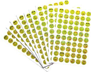 OWINAS 1 cm 600 YELLOW EMOJI kid's and teacher's classroom smiley face reward stickers Self Adhesive Sticker