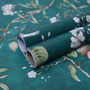 HOMEMATES Vinyl Floral & Botanical Green Wallpaper