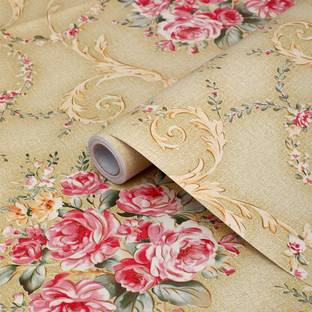 Skywall 1000 cm 48 Sq. Feet DIY Wallpaper with Floral Pink Rose for Home Decor (Multicolor) Self Adhesive Sticker