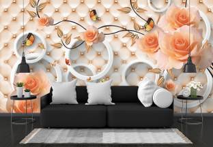 infinity interiors Vinyl Decorative Orange Wallpaper
