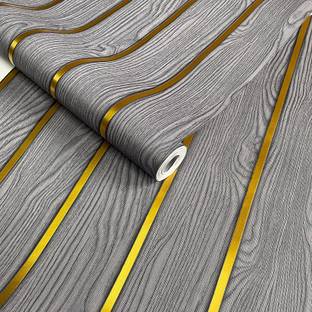 VRUKSHA DECORS Decorative Grey, Gold Wallpaper