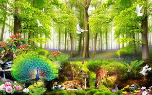 HD PRINT HOUSE Vinyl Nature Green Wallpaper