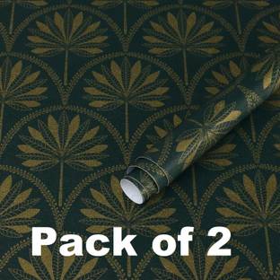 Veki Vinyl Decorative Green, Gold Wallpaper