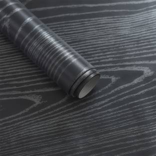 AmazingKarts 304.8 cm Black Wood Waterproof Wallpaper Easy To Clean (304.8 x 45.72 cm) Self Adhesive Sticker