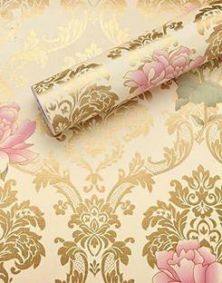 SV collections Floral & Botanical Orange Wallpaper