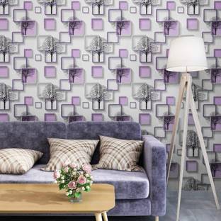 SV collections Vinyl Floral & Botanical Purple Wallpaper