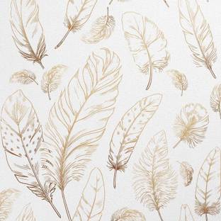 Veki Paper, Vinyl Floral & Botanical White, Brown Wallpaper