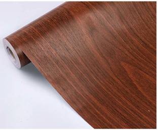 Pia Creations 304.8 cm Brown Teak Wood Textured Waterproof Wallpaper (304.8 x 45.72 cm) Self Adhesive Sticker