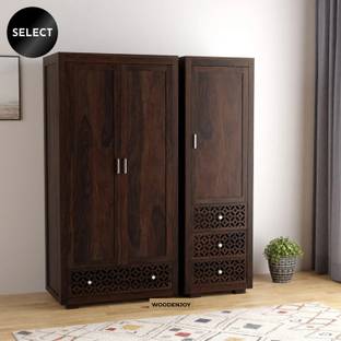 WOODENJOY Solid Sheesham Wood wardrobe With 3 Door Storage Solid Wood 3 Door Wardrobe