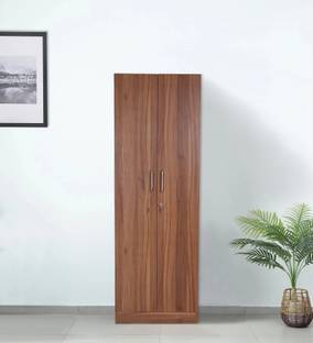 Mintwud from Pepperfry Kenzou 2 Door Wardrobe In Lyon Walnut Finish With Adjustable Shelves Engineered Wood 2 Door Wardrobe