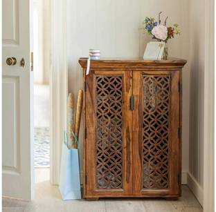 SHRI MINTU'S Solid Sheesham Wood Almirah/Wardrobe/Cabinet/Cupboard with 3 Shelves Solid Wood 2 Door Wardrobe