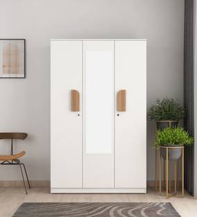 A GLOBIA CREATIONS Utsav Engineered Wood 3 Door Wardrobe
