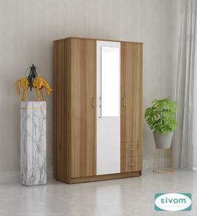 SIVOM ULTRA Multipurpose 3 Door Wardrobe With Mirror/ Spacious 7 Shelves Engineered Wood 3 Door Wardrobe