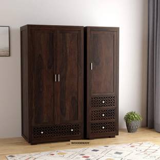 WOODENJOY Sheesham Wood Almirah/Sheesham Wood Three Door Wardrobe For Home Solid Wood 3 Door Wardrobe