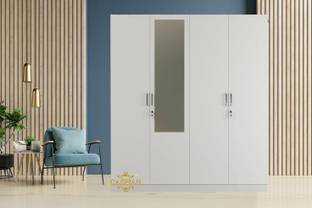CASPIAN Wooden Almirah for Clothes and Stacking space -Home Furniture Storage Engineered Wood 4 Door Wardrobe