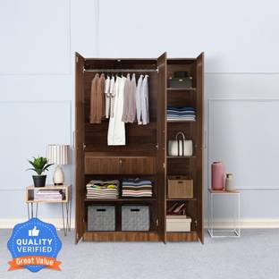 Wakefit Gingham Engineered Wood 3 Door Wardrobe