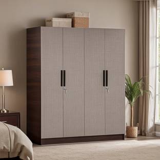 Trevi Mustang (Fabric Finish 4 door Almirah/Almari) Engineered Wood 4 Door Wardrobe