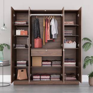 Wakefit Gingham Engineered Wood 4 Door Wardrobe