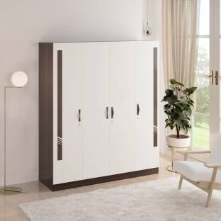 BLUEWUD Andrie 4 Door Almira for Bedroom Home Furniture Engineered Wood 4 Door Wardrobe