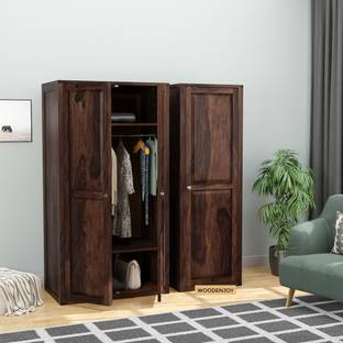 WOODENJOY Solid Sheesham Wood wardrobe With 3 Door Storage Solid Wood 3 Door Wardrobe