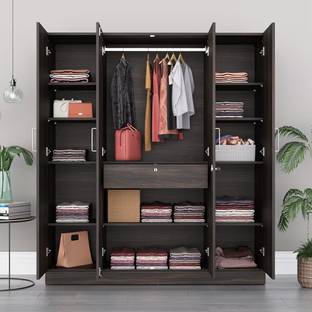 Wakefit Gingham Engineered Wood 4 Door Wardrobe