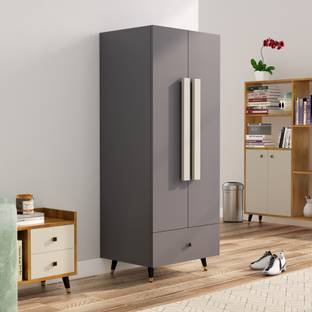 Hexa Red Wooden Wardrobe with Drawer & Hanging Space 3 Year Warranty Engineered Wood 2 Door Wardrobe