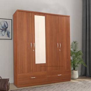 CASPIAN Wooden Almirah for Clothes and Stacking space -Home Furniture Storage Engineered Wood 4 Door Wardrobe