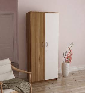 SIVOM Jennifer Multipurpose 2 Door Wardrobe / Spacious Shelves with Hanging Rail Engineered Wood 2 Door Wardrobe