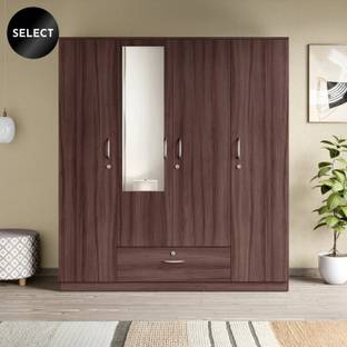 Godrej Interio Ewa with Mirror Engineered Wood 4 Door Wardrobe