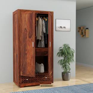 WOODENJOY Solid Sheesham Wood wardrobe With Door Storage Solid Wood 2 Door Wardrobe