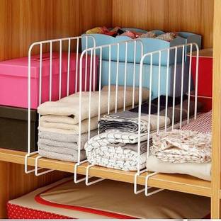 JD FRESH 3 Pieces Metal Shelf Separator for Books/Clothes for Wardrobe-Cupboard/Partition Metal 3 Door Wardrobe