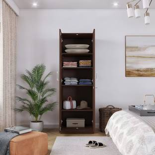 TimbWorld Engineered Wood 2 Door Wardrobe With 5 Shelves For Living Room / Kid's Room Engineered Wood 2 Door Wardrobe