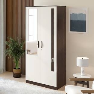 BLUEWUD Andrie 2 Door Almira With Mirror for Bedroom Home Furniture Engineered Wood 2 Door Wardrobe