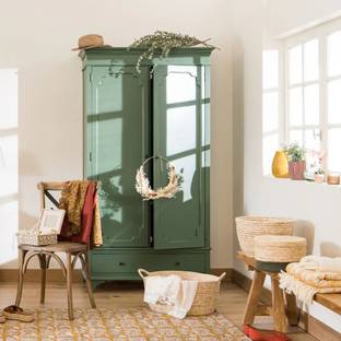 APRODZ Regenerada Solid Wood 2 Door Wardrobe