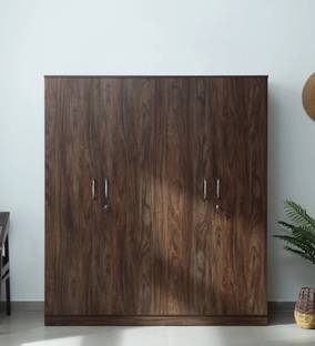 Casacraft from Pepperfry Cabalina 4 Door Wardrobe In Natural Walnut Colour Engineered Wood 4 Door Wardrobe