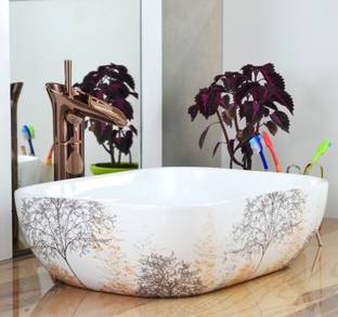 Reyal 13" x 18" x 5" Imported Autumn Art Ceramic Tabletop Wash basin Vessel Sink TT4-20 Counter Top