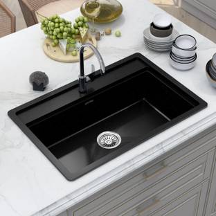 Plantex Quartz Granite Kitchen Sink/UV Protected Undermount Sink for Kitchen Quartz Kitchen Sink/UV Protected Sink/Single Bowl Sink with Coupling (20x30 In) Under Counter Basin