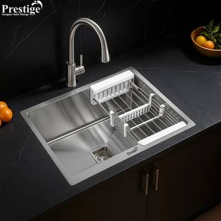 Prestige 24" X 18" X 10" SINGLE BOWL SS-304 GRADE HANDMADE KITCHEN SINK Vessel Sink