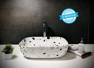 ALPHA Table Top Premium Designer Ceramic Wash Basin with waste pipe & Coupling Designer Wash Basin For Home,Kitchen,Restaurant and Hotel Table Top Basin