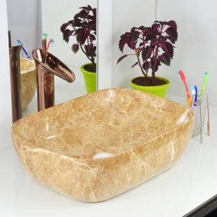 Reyal Glossy Mustard White 13" x 18" x 5" Ceramic Tabletop Wash basin Vessel Sink Counter Top